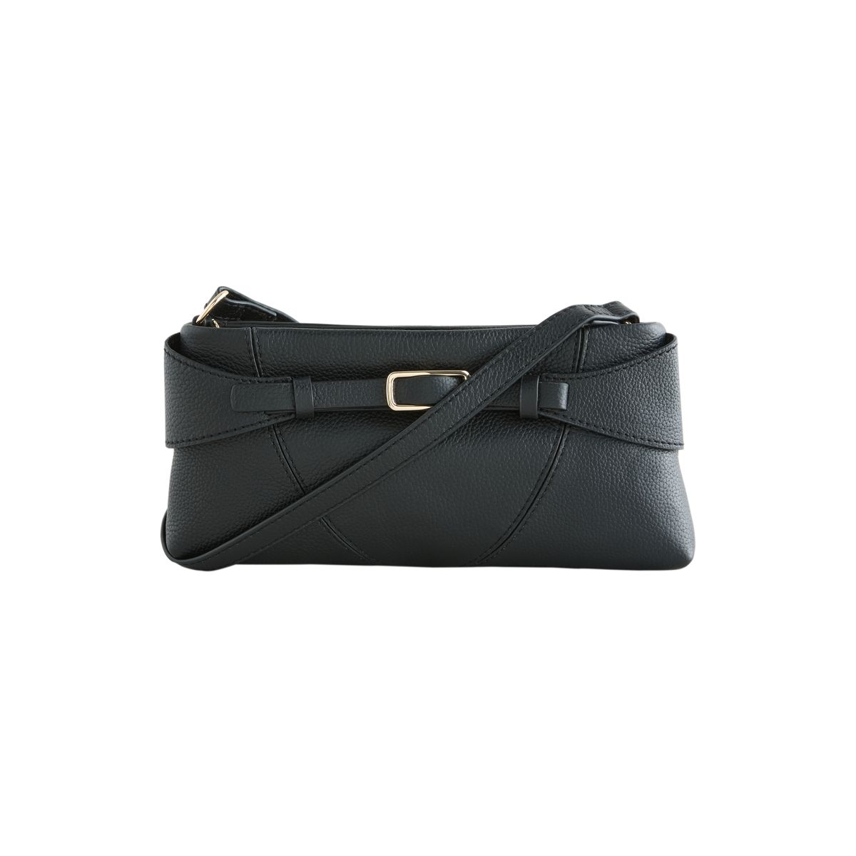 Sac bandoulière en cuir noir, NEXT