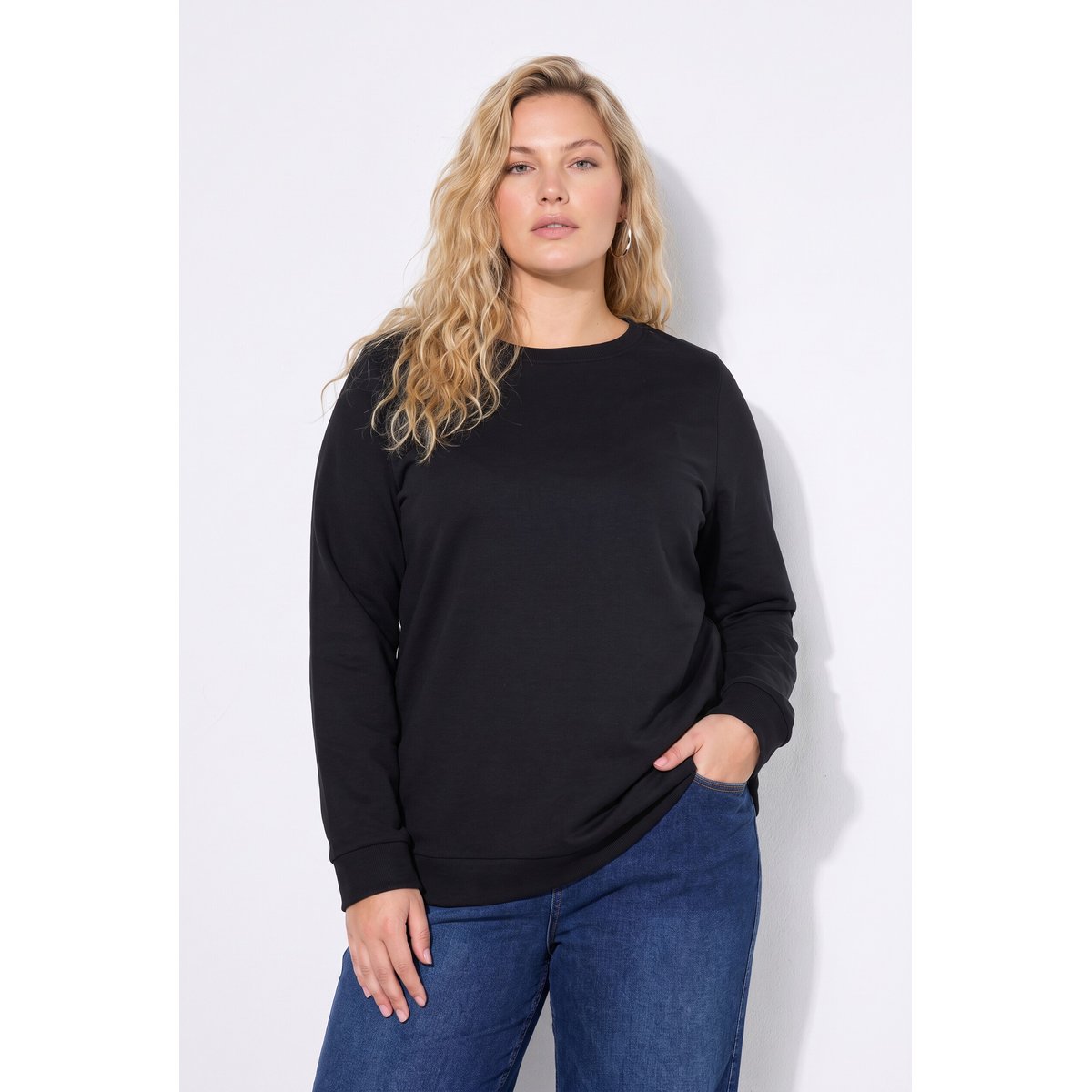 Sweat, manches longues et décolleté rond noir, ULLA POPKEN
