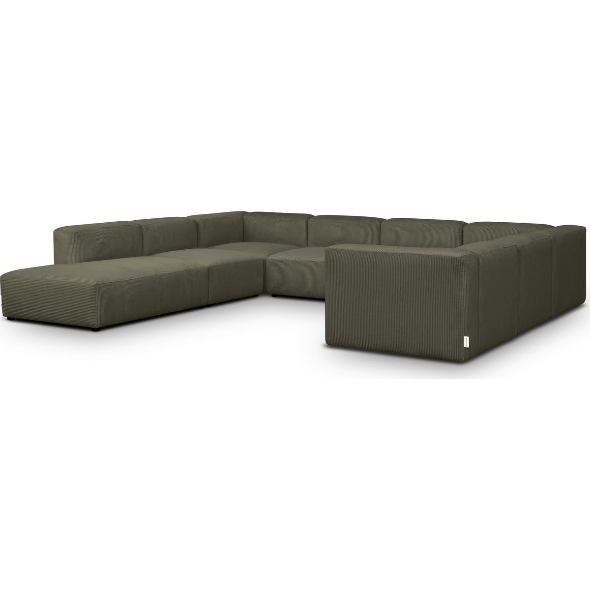 Canapé modulable panoramique 12 places ouvert à gauche en velours côtelé - MODULO vert kaki, HOMIFAB