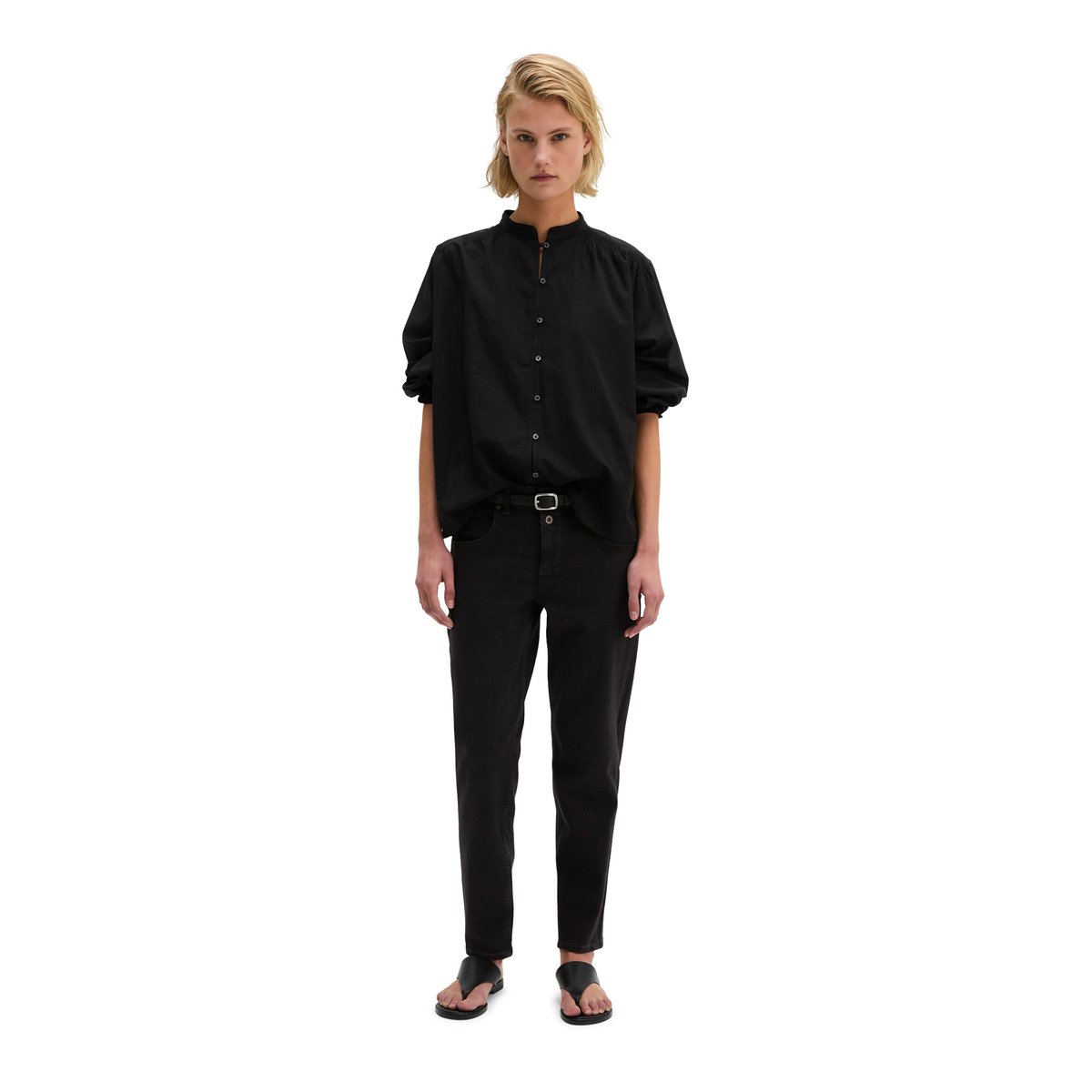 Blouse relaxed en voile de coton doux noir, MARC O'POLO