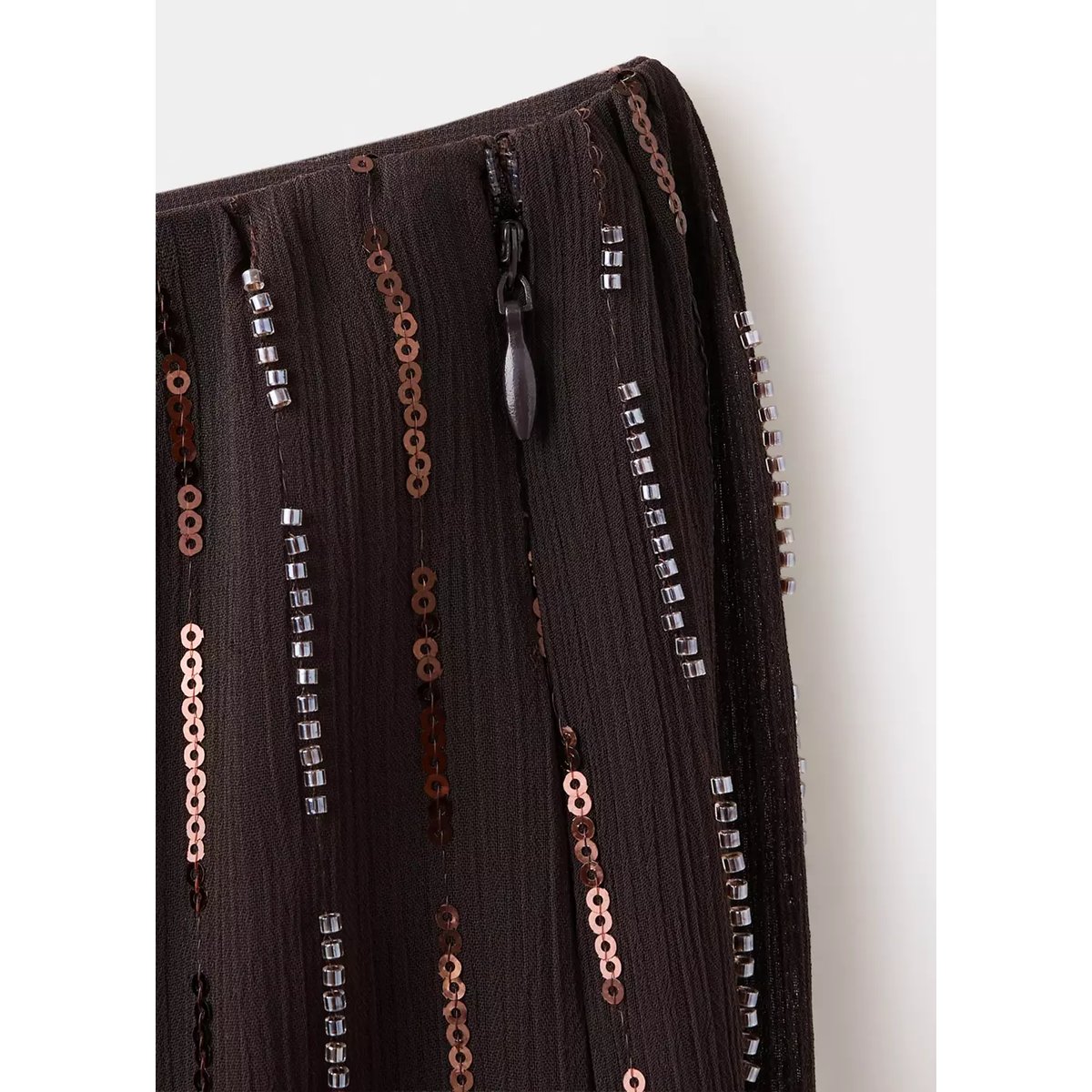 Pantalon bouffant à paillettes marron, MANGO
