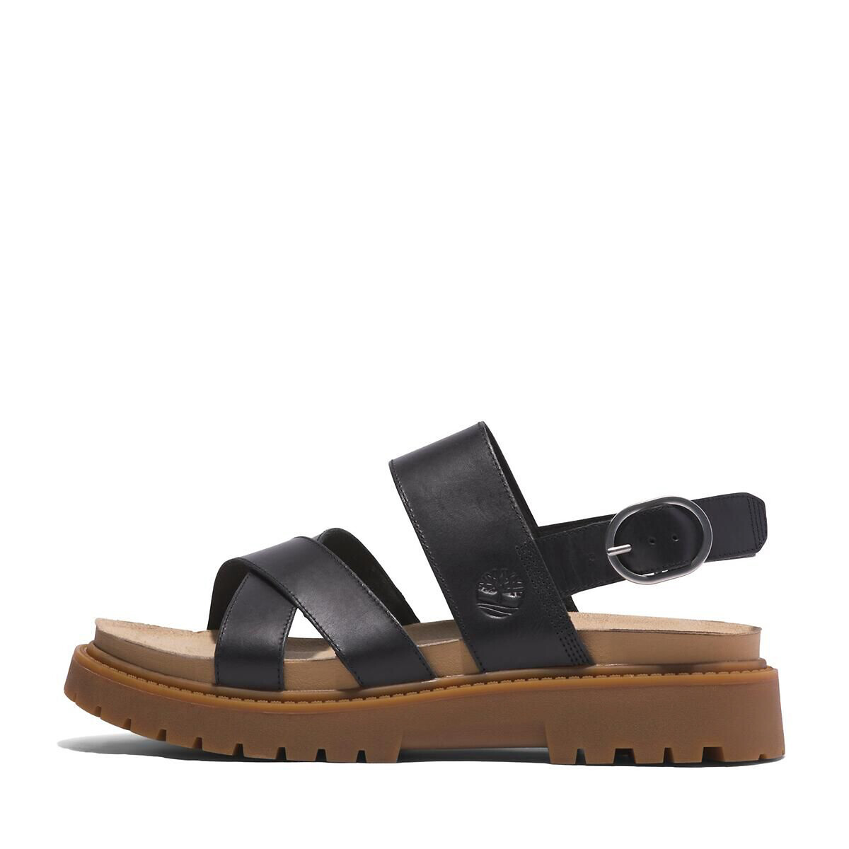 Sandales cuir Clairmont Way Cross Strap noir, TIMBERLAND