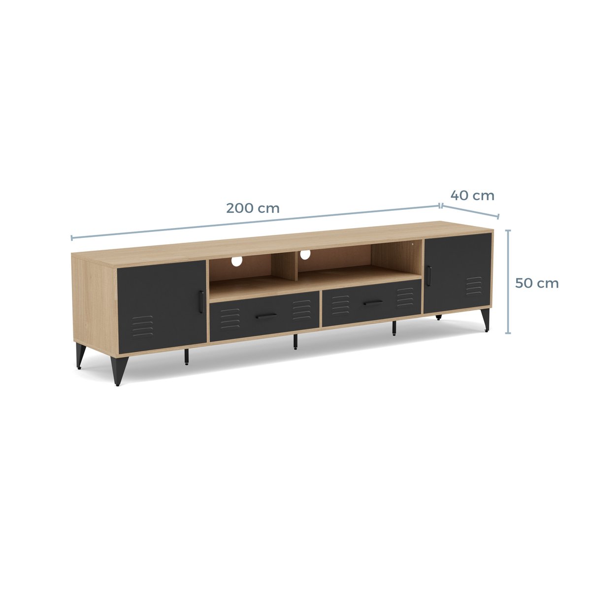 Meuble TV - TRIBECA bois / noir, LISA DESIGN