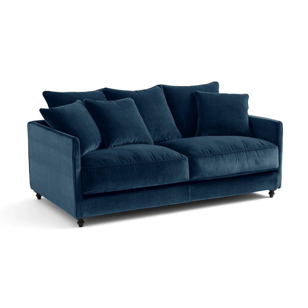 Canapé compact convertible velours, Lazare bleu paon, AM.PM