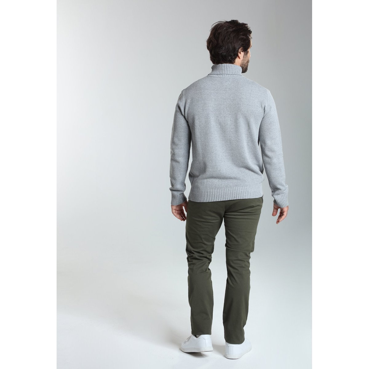 Pull col roulé en coton LOOP gris, GENTLEMAN FARMER
