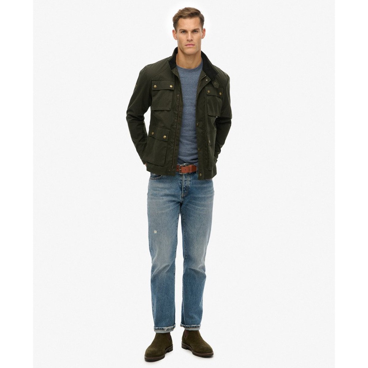 Veste Racer Cirée The Merchant Store vert olive surplus goods, SUPERDRY