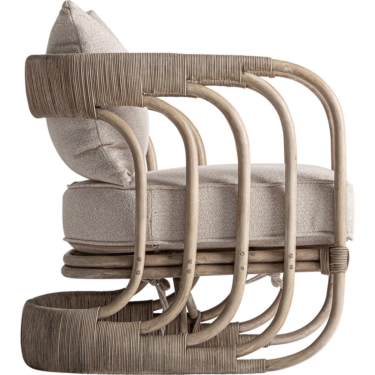 Fauteuil contemporain en rotin beige et rotin marron, RECOLLECTION