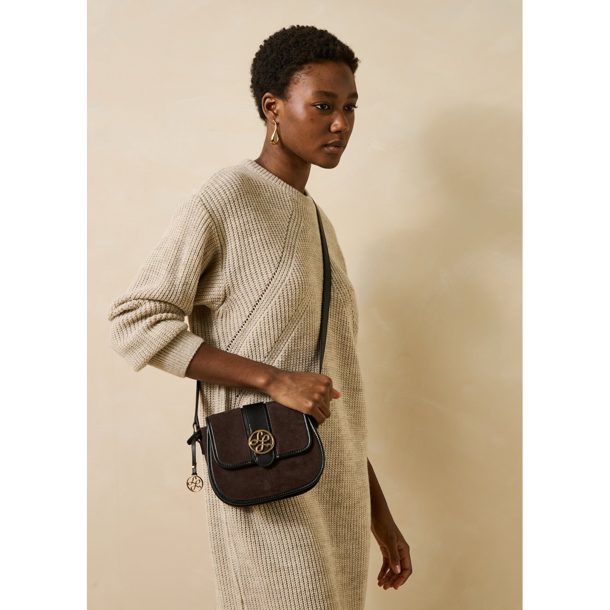 Sac besace en cuir ganache, LA FEE MARABOUTEE