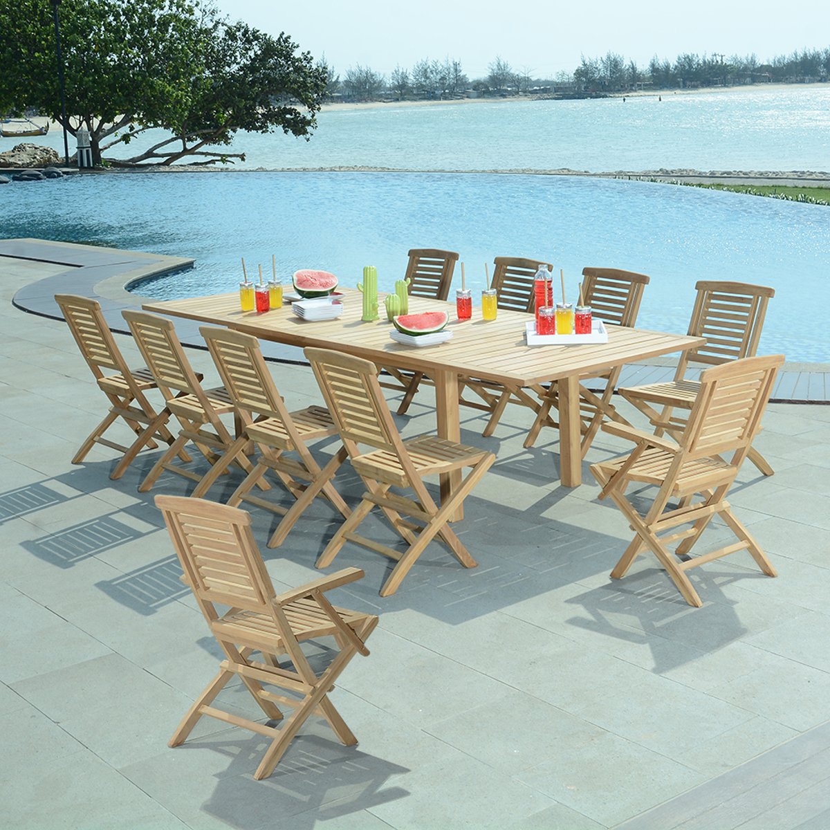 Fauteuils de jardin pliantes en teck massif (lot de 2) - BARBADE naturel, TECK ATTITUDE
