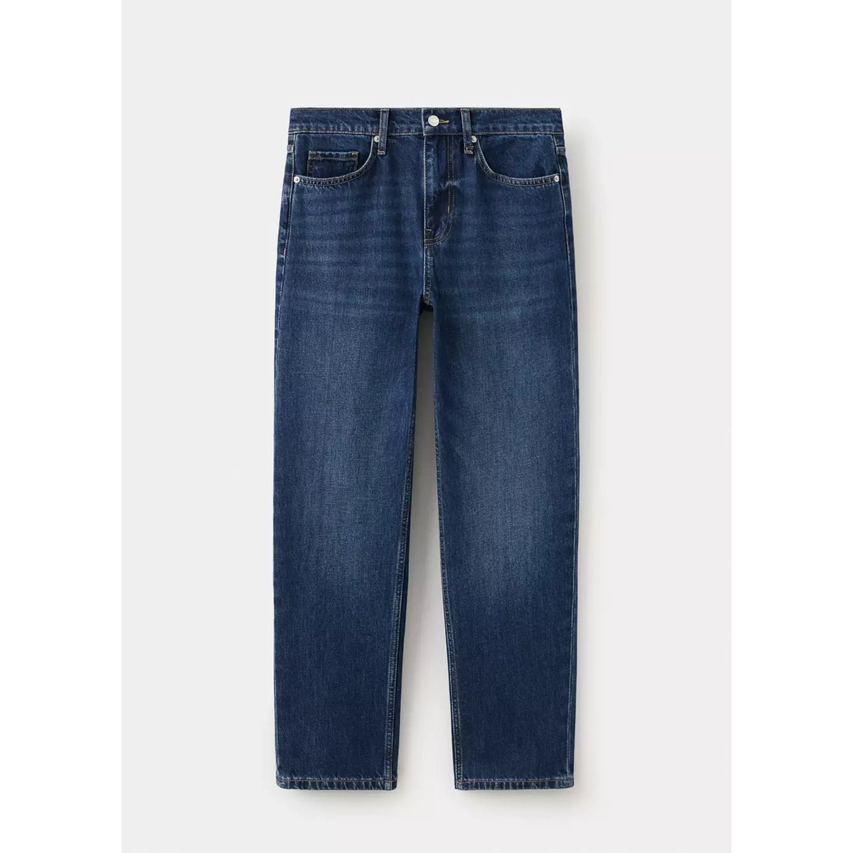Jean droit taille normale bleu foncé, MANGO