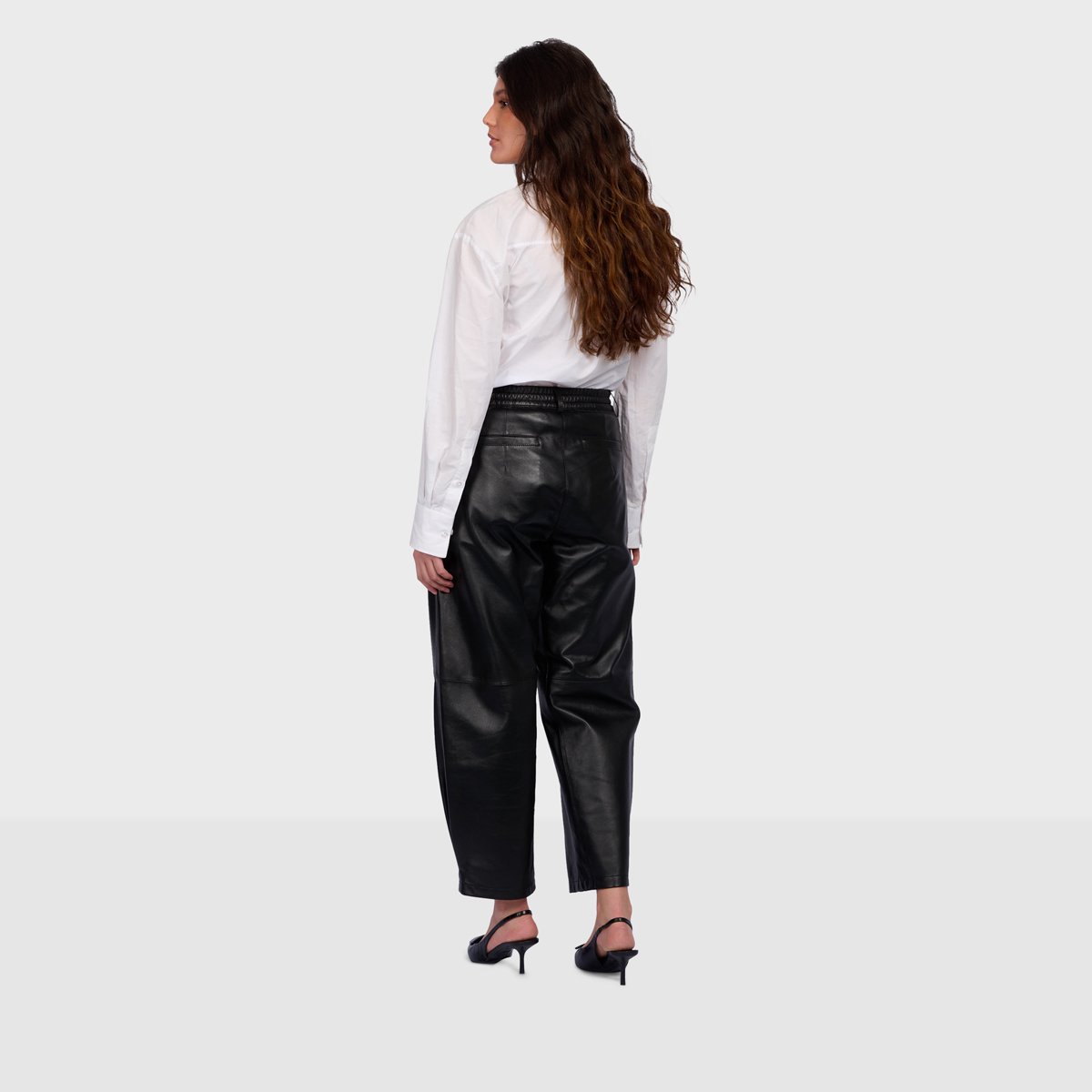 Pantalon en cuir à coupe ample MIA noir, OAKWOOD