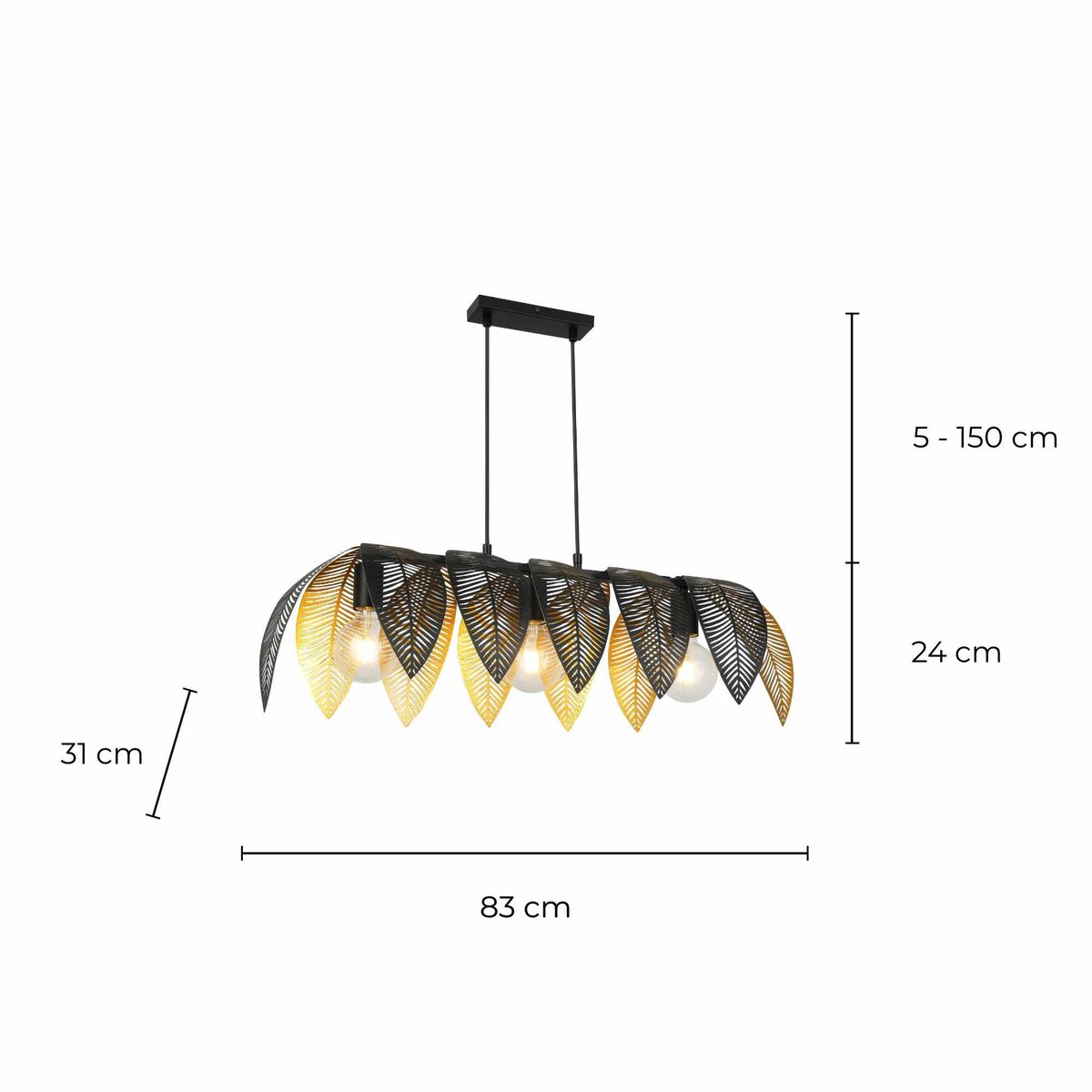 Suspension métal perforé, VESCA noir et doré, C-CREATION