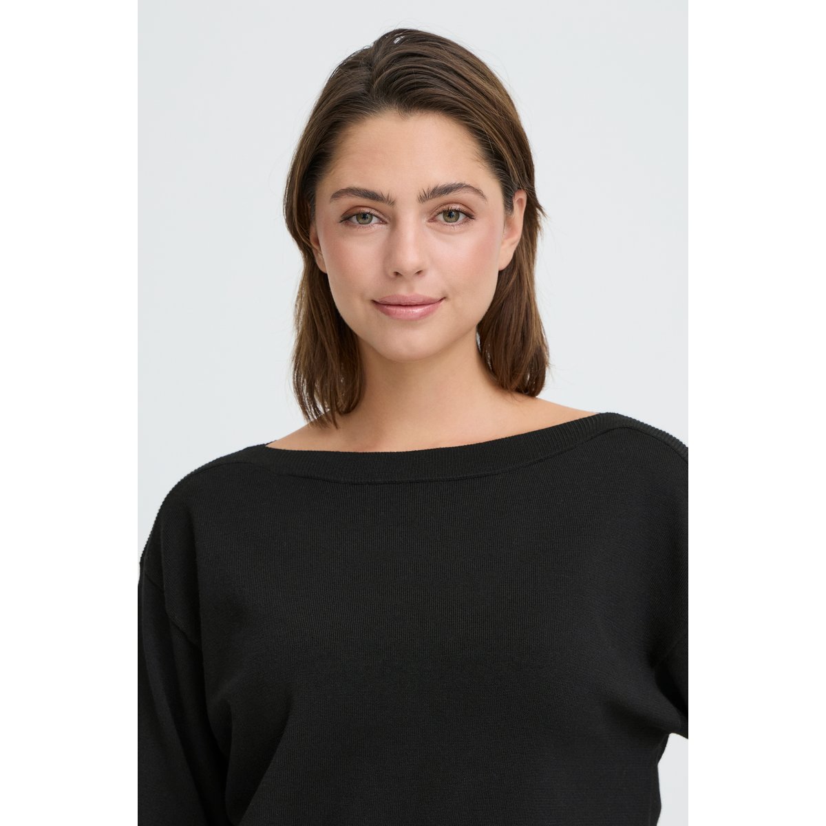 Pull en maille manches longues noir black, ICHI
