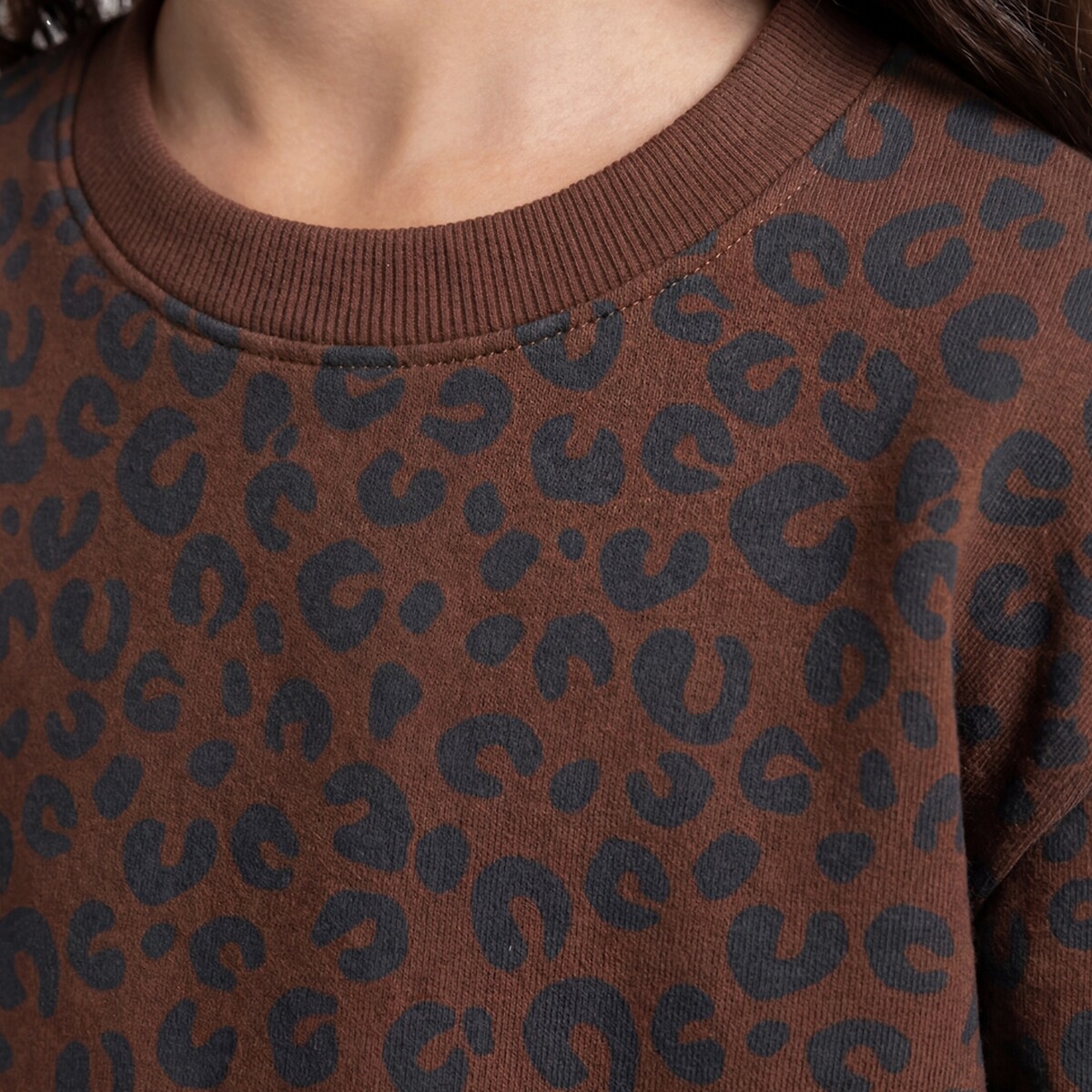 Leopard Print Jumper Dress in Fleece with Long Sleeves leopard print/brown, LA REDOUTE COLLECTIONS