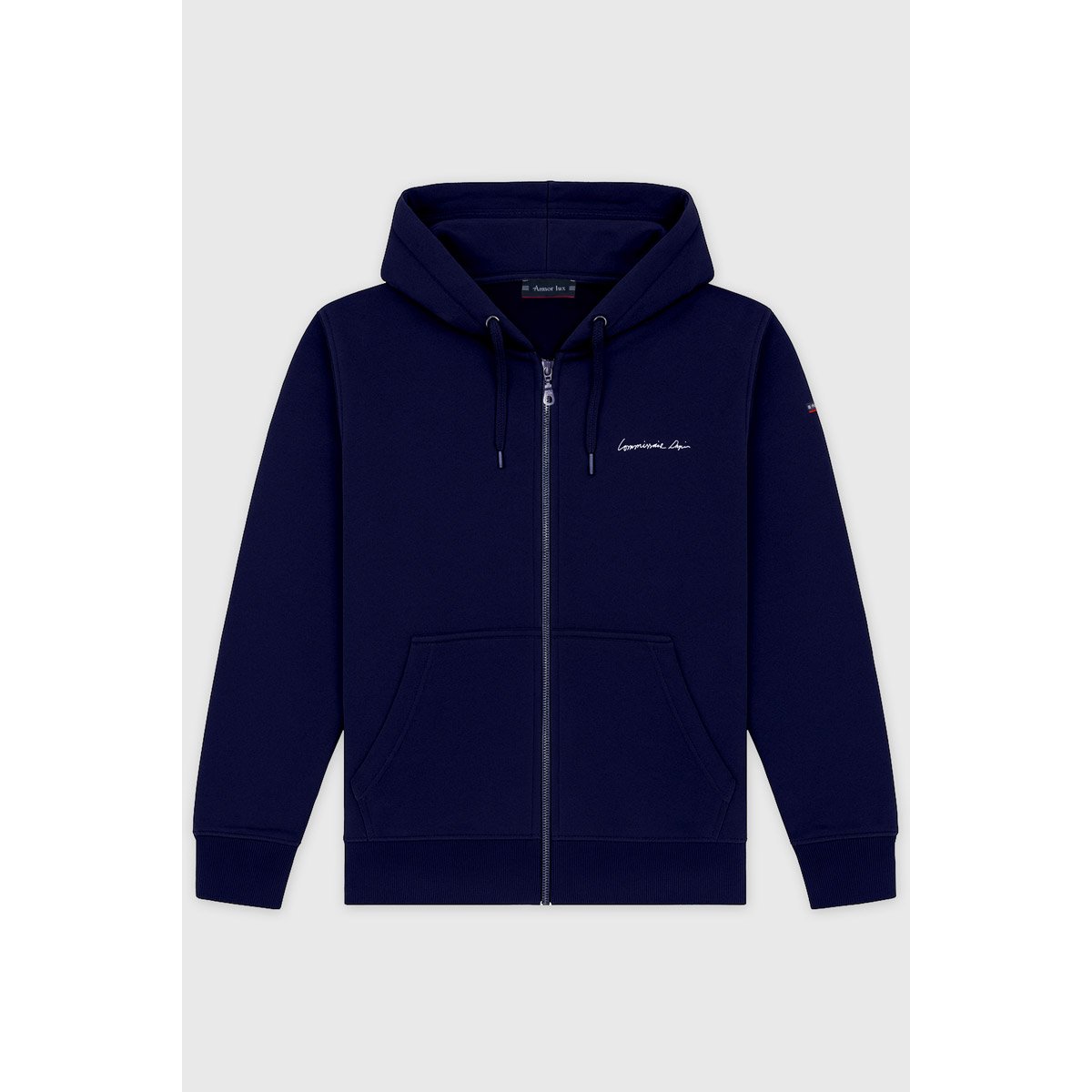 Sweat zippé mixte Commissaire Dupin en coton marine deep, ARMOR-LUX