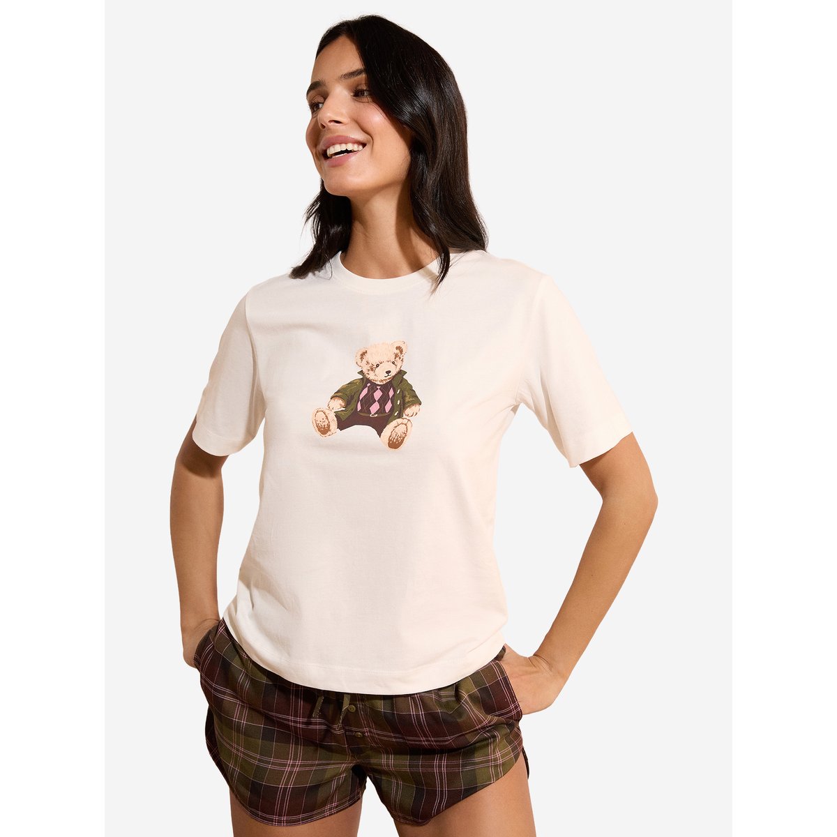 T-shirt avec motif en coton HYPSOS ecru, ETAM