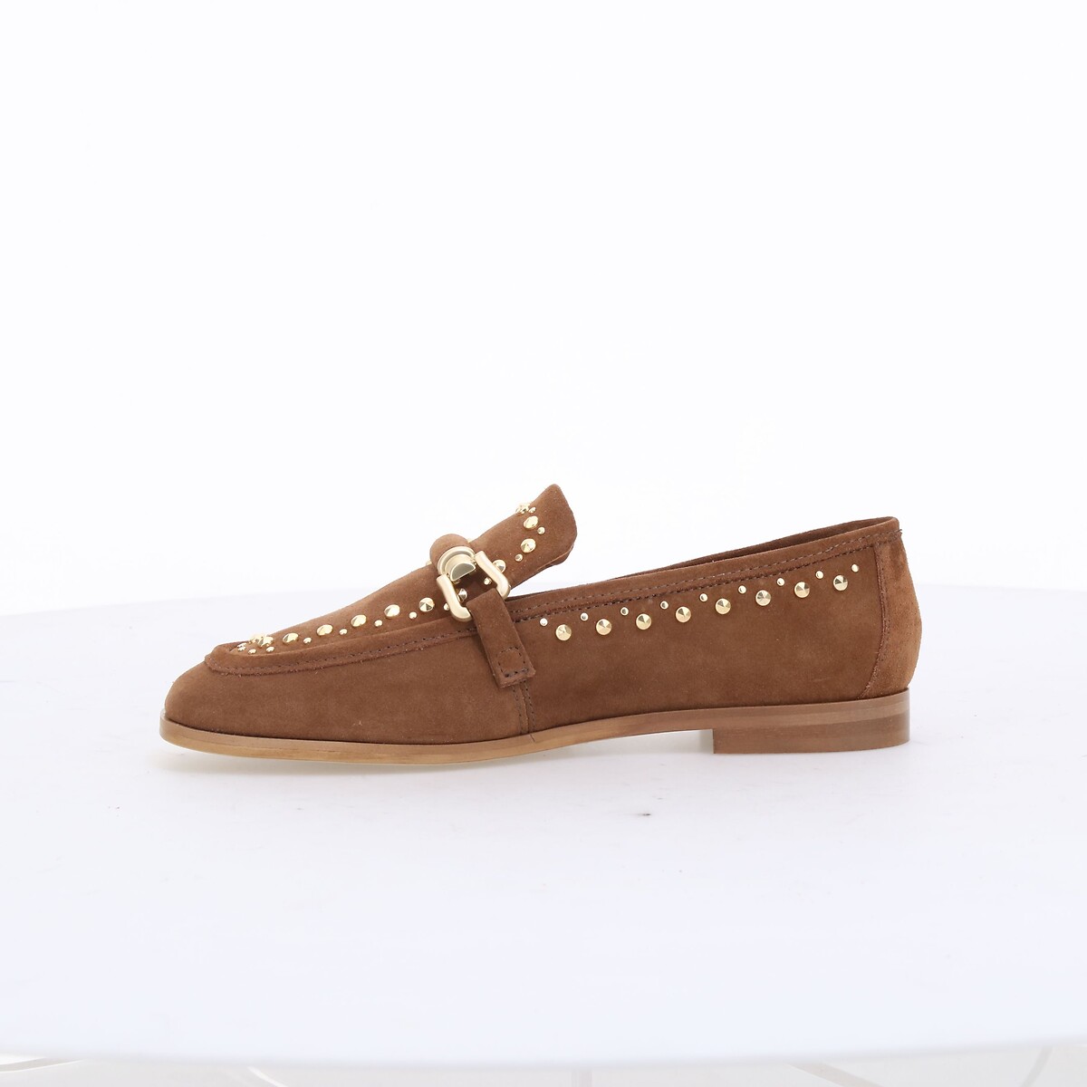 Mocassins studs en cuir suède marron, MJUS