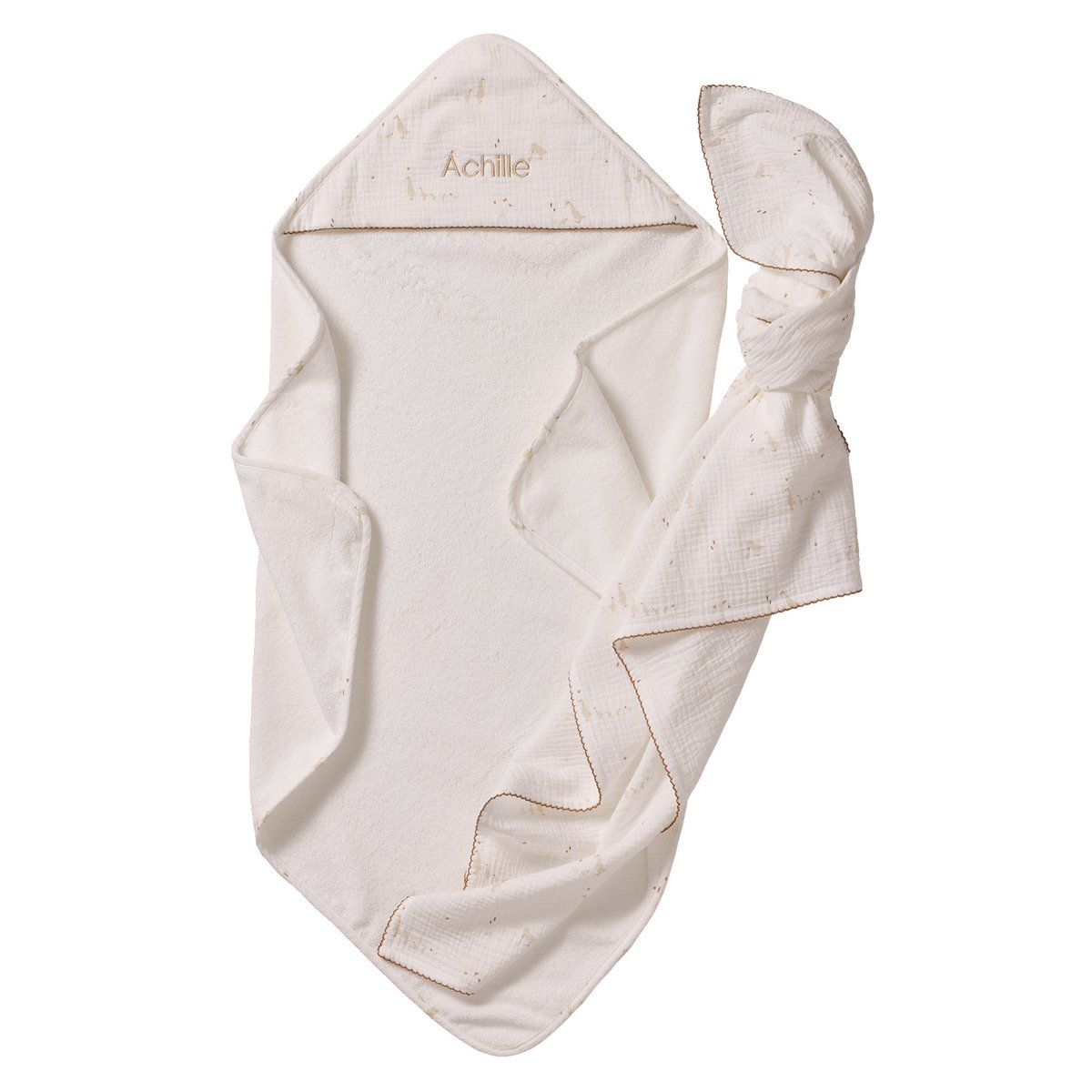 Coffret cape de bain et lange écru, VERTBAUDET
