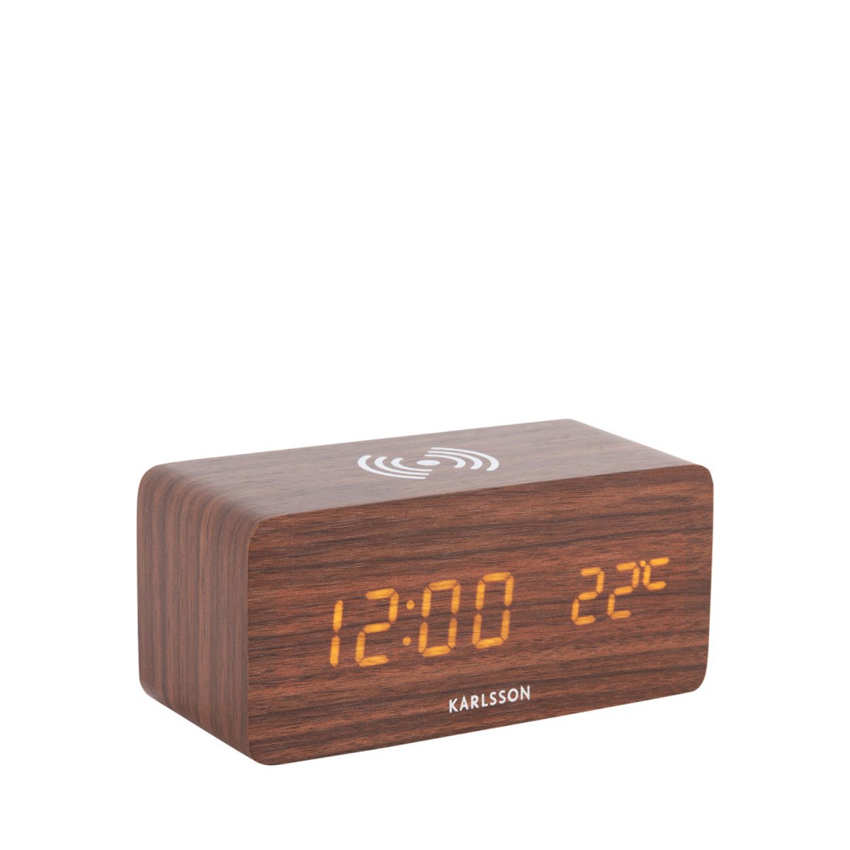 Réveil en bois avec chargeur téléphone- BLOCK bois foncé, KARLSSON