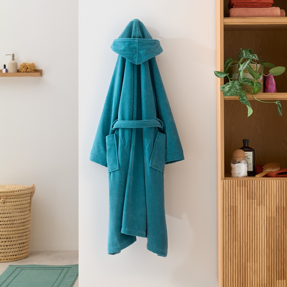 Albornoz con capucha, de rizo 450 g/m2, Trizie azul pavo real, LA REDOUTE INTERIEURS