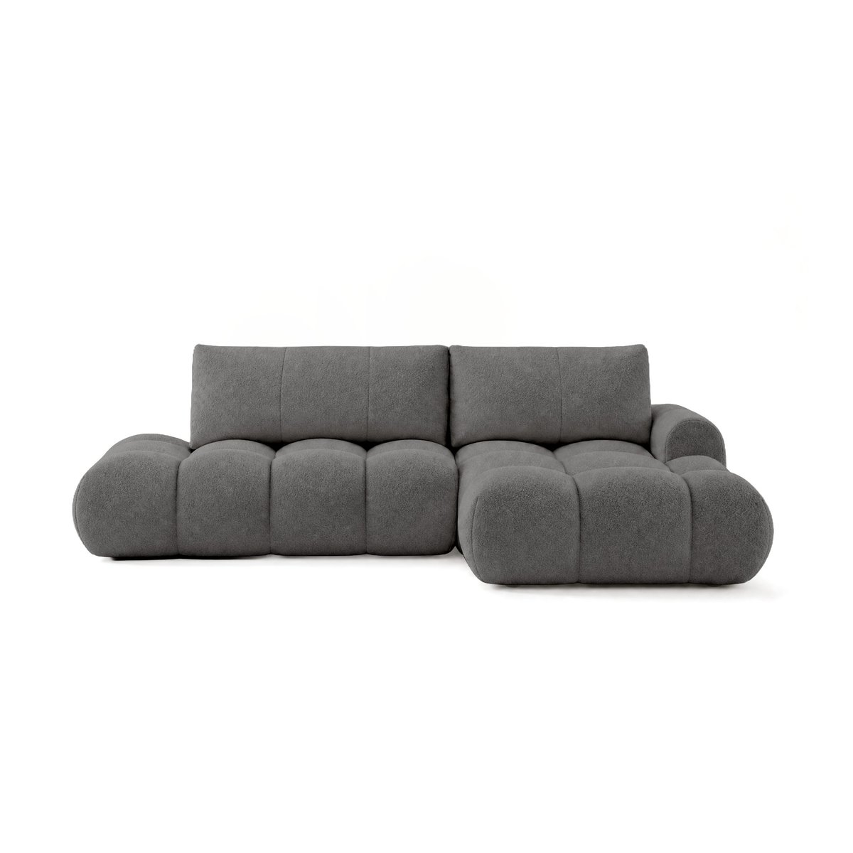 Canapé d'Angle Convertible en Tissu bouclette 4 places - YULIN gris, LISA DESIGN