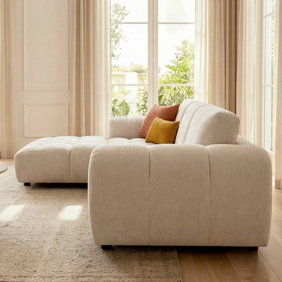 Canapé en tissu SYREL beige, MADE IN MEUBLES 