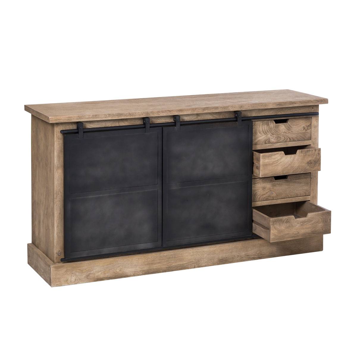 Buffet en bois de manguier HELSINKI bois clair, MADE IN MEUBLES