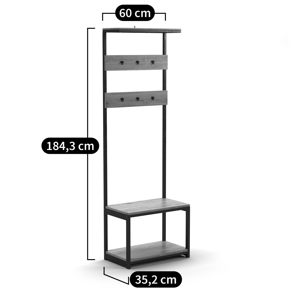 Hiba Hallway Coat Rack & Bench wood/metal, LA REDOUTE INTERIEURS