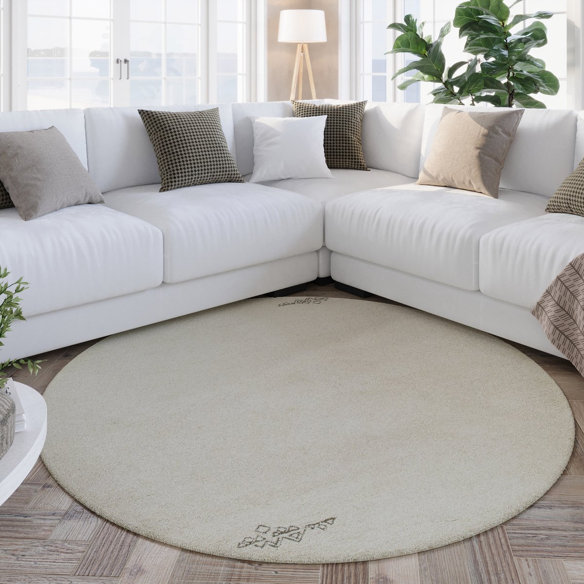 Tapis rond en laine tufté main ,  HAMPTONS FORTYFOUR blanc crème, WECON HOME