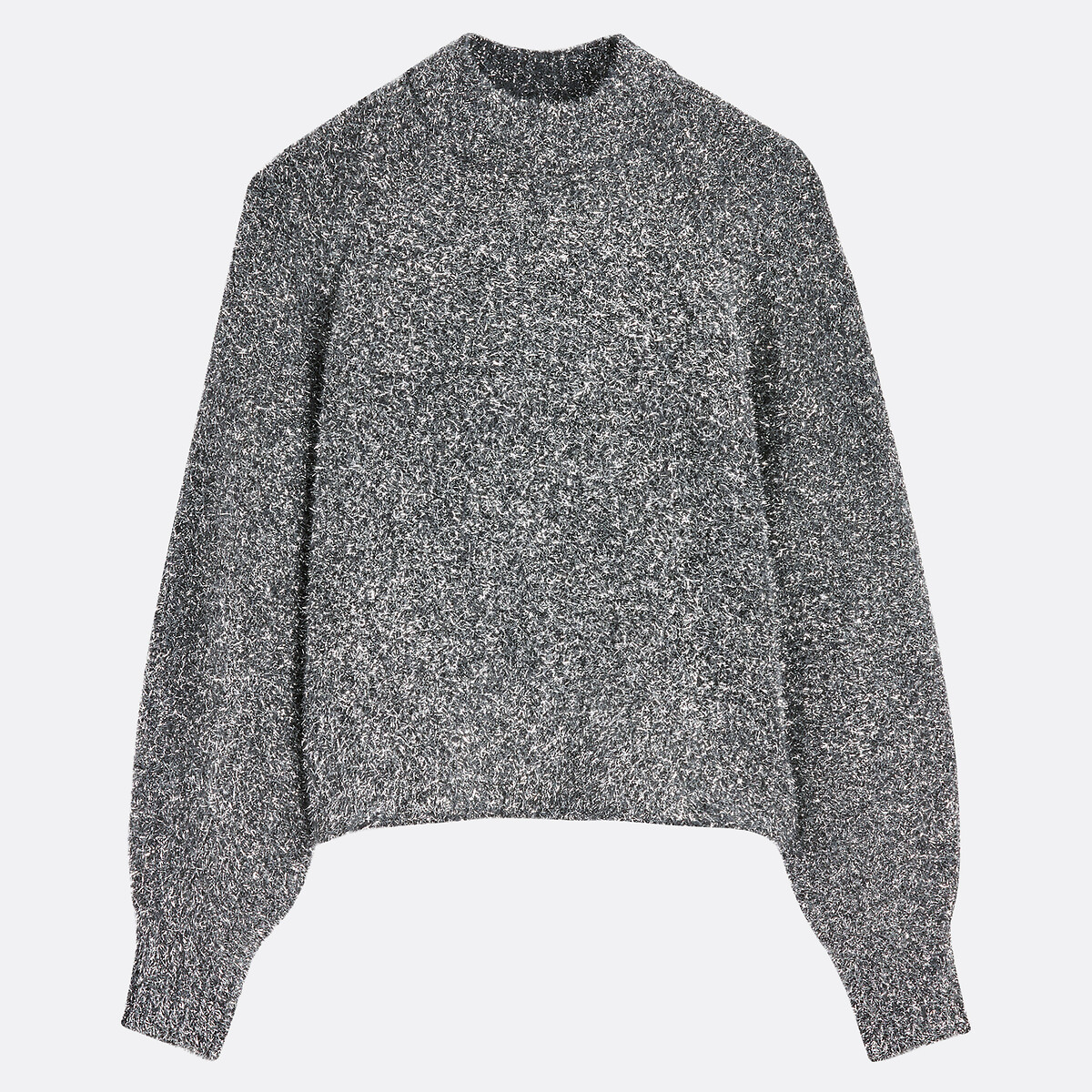 Jumper in Sparkly Knit with Furry Effect silver-coloured, LA REDOUTE COLLECTIONS