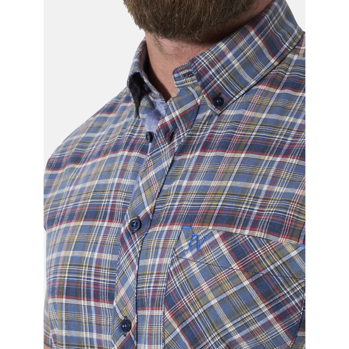Chemise à manches courtes OHLDUR bleu à carreaux, JAN VANDERSTORM