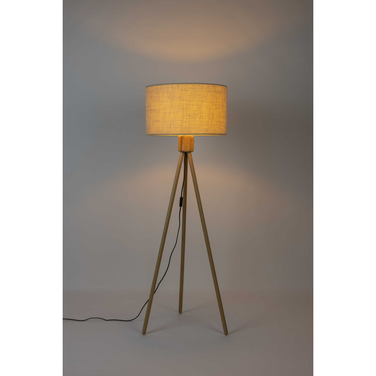 Lampadaire design en bois scandinave, LIN blanc, ZUIVER