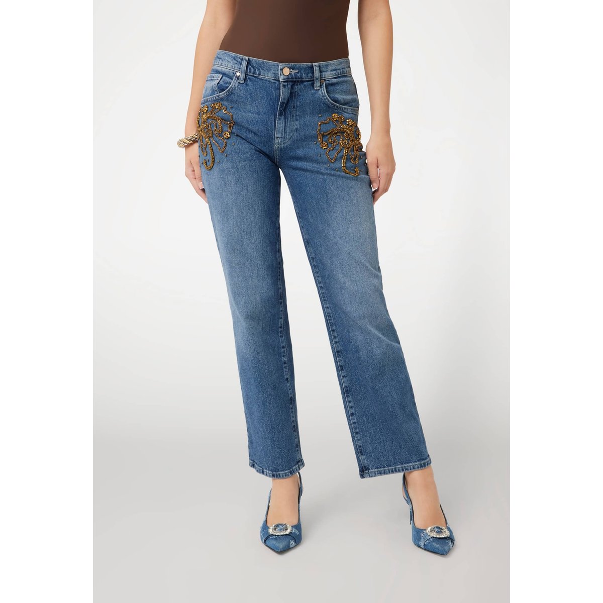 Jean Droit Perles bleu, GUESS