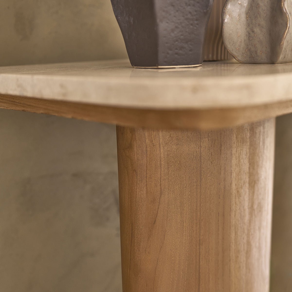 Console en teck massif et marbre 120 cm CALMA blanc, BERAH GETAH