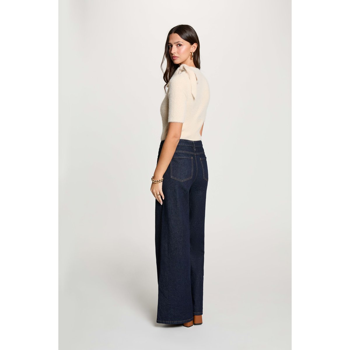 Pull col montant beige, MORGAN