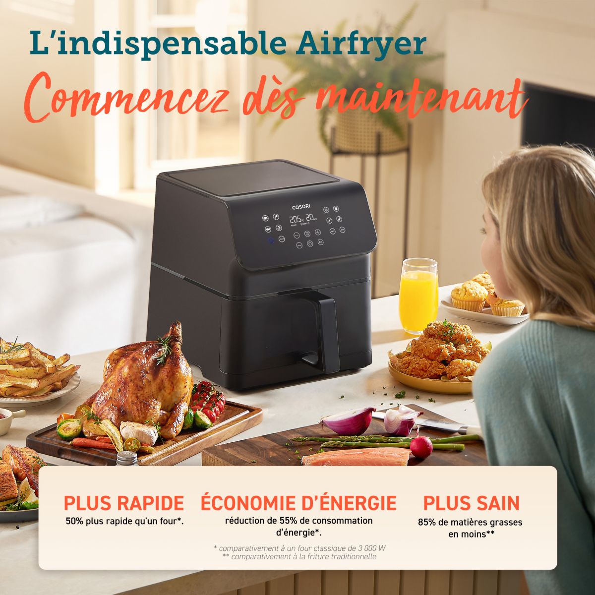 Friteuse sans huile KOSP0028EUN Premium II Chef Edition 6,2 L couleur unique, COSORI