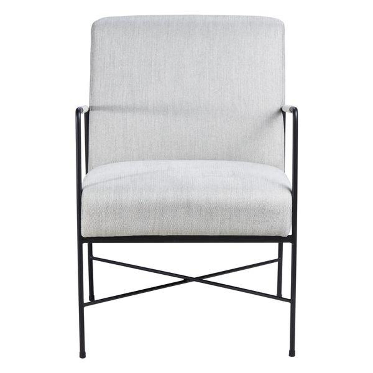 Fauteuil chevron gris pieds métal gris foncé, ZAGO