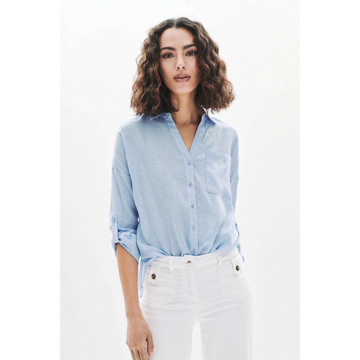 Chemise oversize col CSANDINETTE bleu ciel, CAROLL
