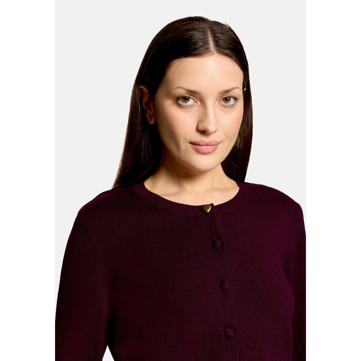 Cardigan en fine maille à encolure ronde dark dahlia, CARTOON