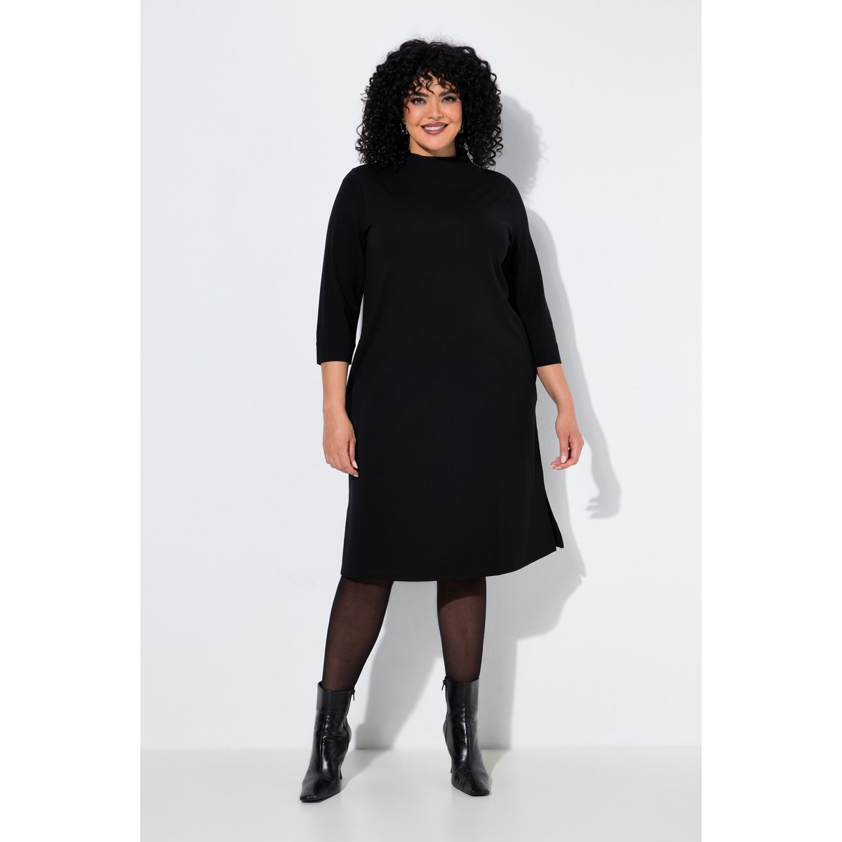 Robe point de Rome, col montant noir, ULLA POPKEN