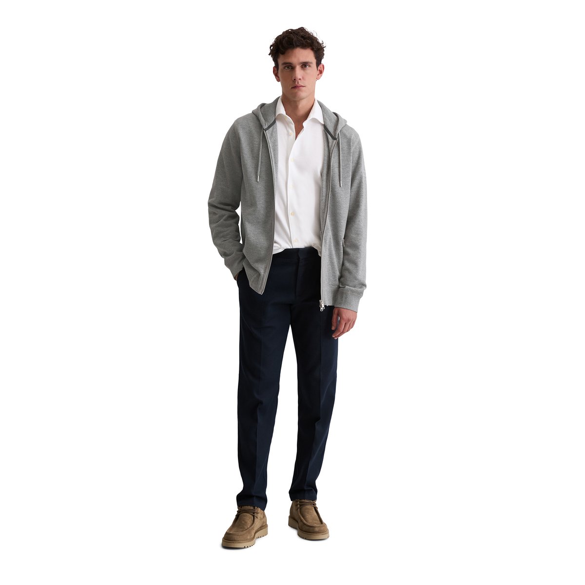 Sweat à capuche DfC regular en sweat doux en coton bio gris, MARC O'POLO
