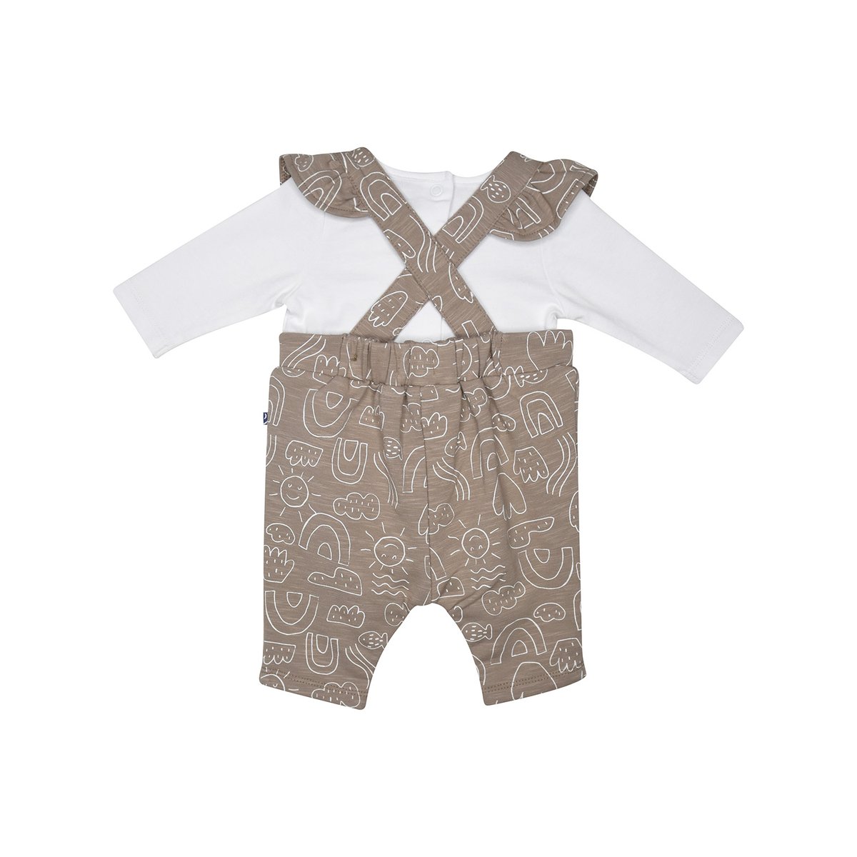 Tshirt salopette leonie maille long naissance blanc, SUCRE D'ORGE