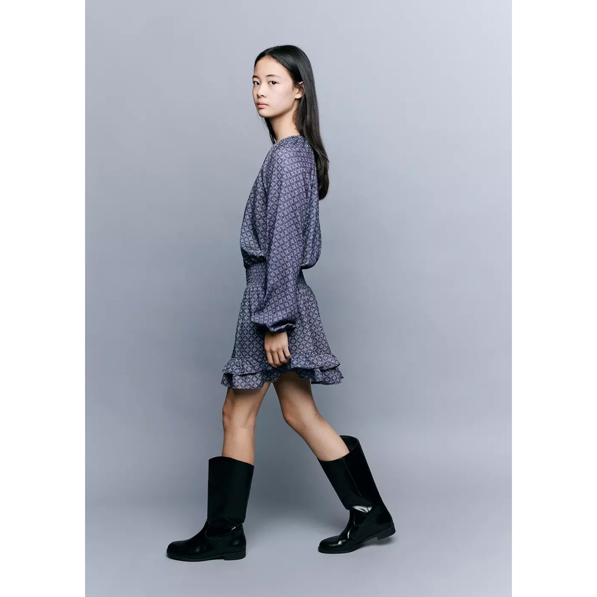 Robe à fleurs bleu marine, MANGO KIDS