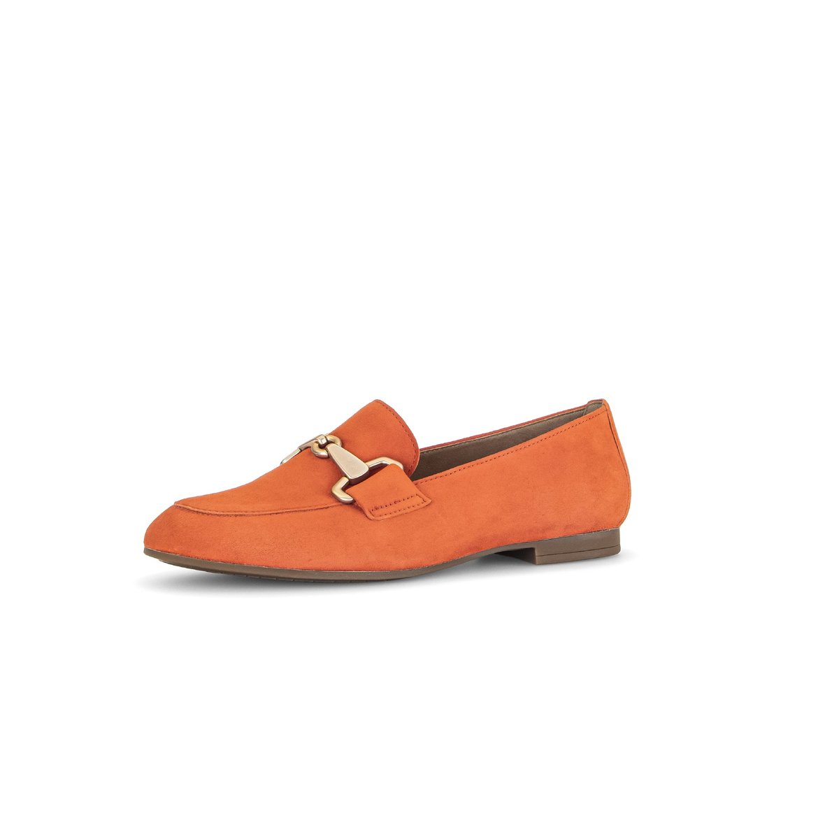 Mocassins en cuir velours à talon décroché orange velours, GABOR