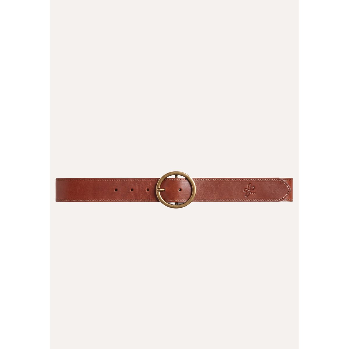 Ceinture en cuir lisse boucle ronde camel, LA FEE MARABOUTEE