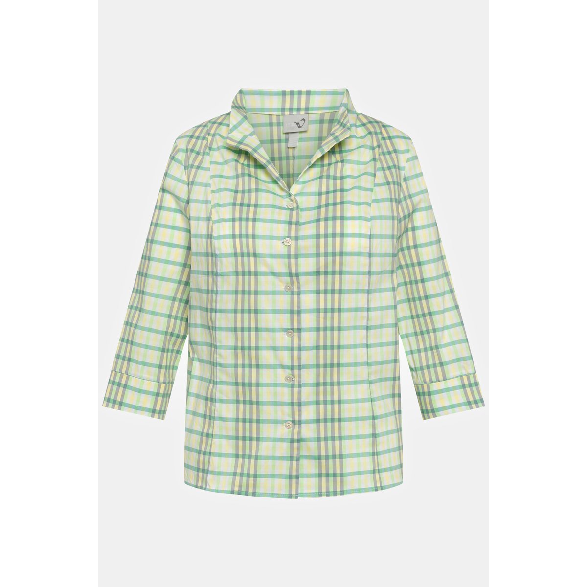Blouse, carreaux, coupe Slim, col jabot bleu clair, ULLA POPKEN