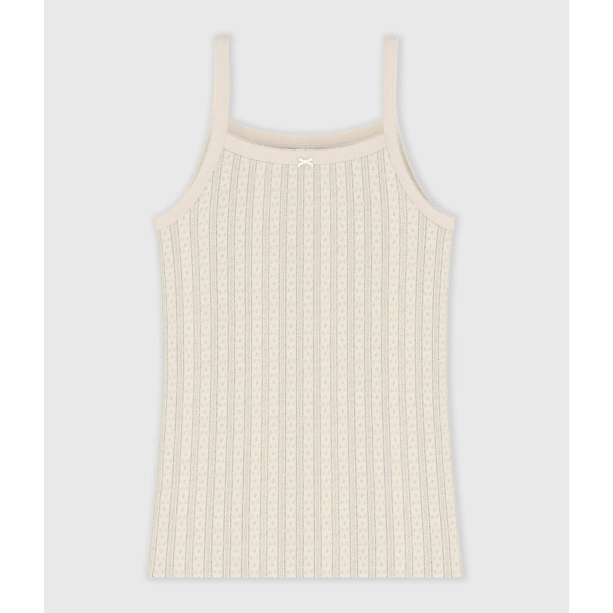 Débardeur à bretelles en coton ecru, PETIT BATEAU