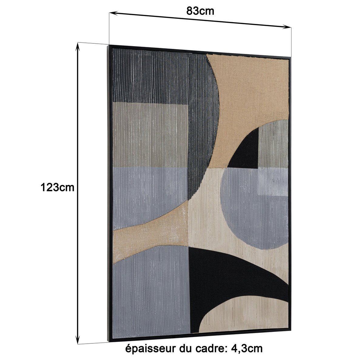 Tableau design formes géométriques superposées 83 x 123 cm beige, PIER IMPORT