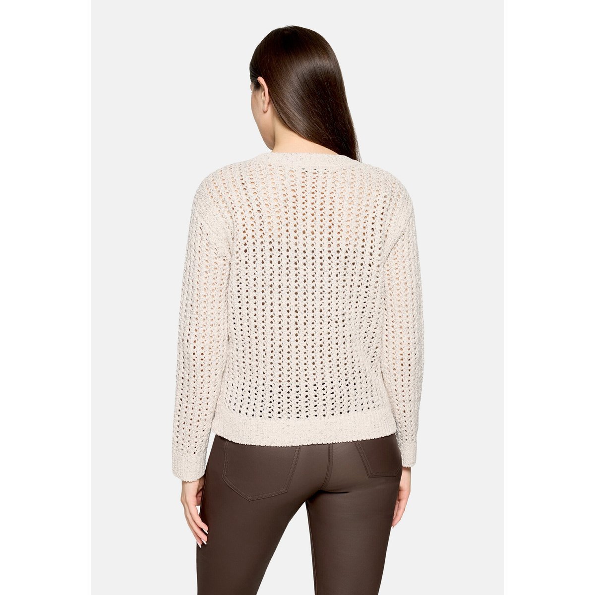 Pull-over en grosse maille à motif ajouré silky beige, BETTY BARCLAY