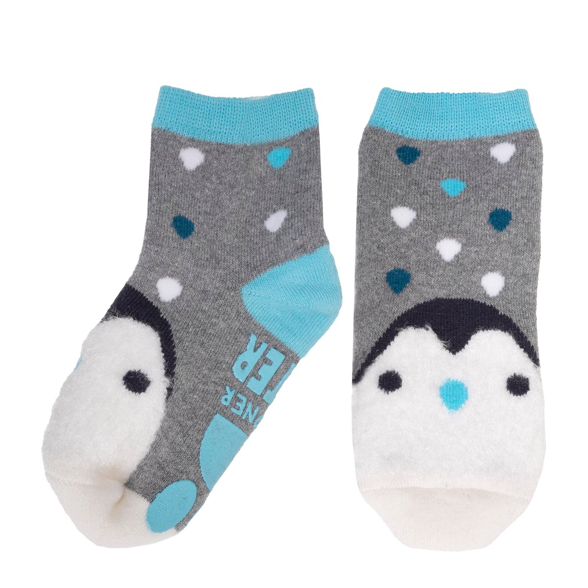 Chaussettes anti-dérapantes coton majoritaire, forme basse, picots antidérapants gris, ISOTONER